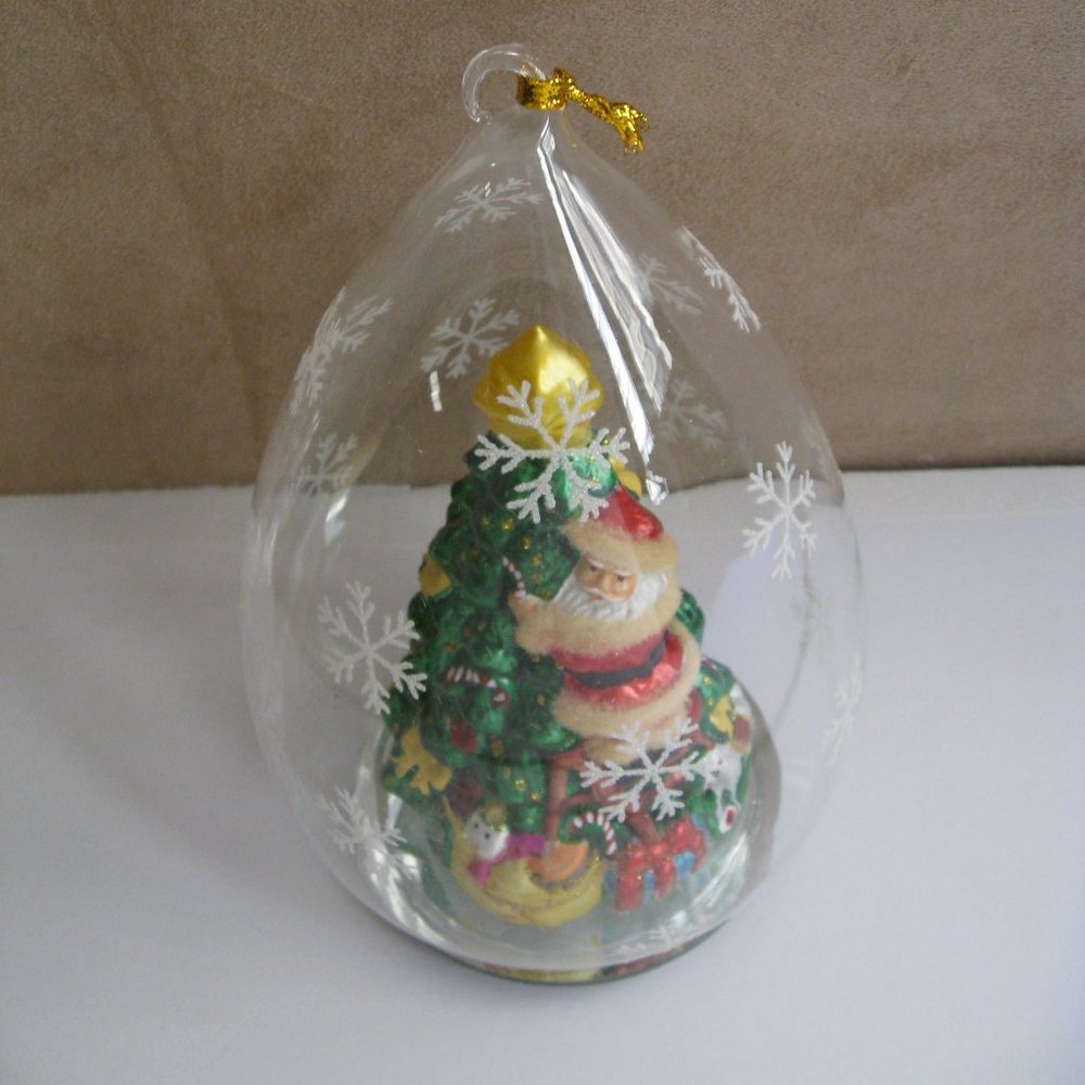 Sorelle Christmas Tree Tear Drop Glass Ornament #368195 LED Light Color WORKS